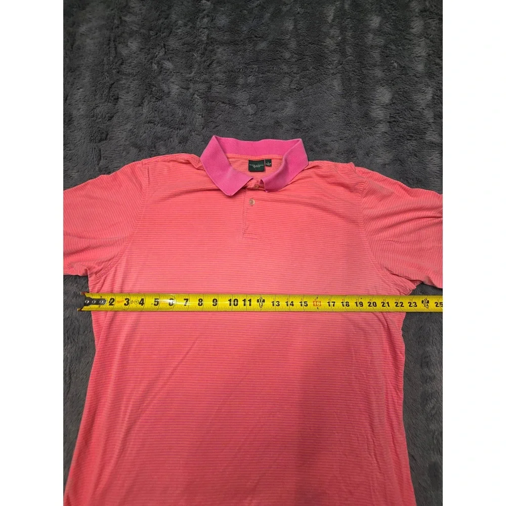 Fairway & Greene Signature Mens Pink Orange Striped Wolfdancer Golf Polo Shirt L